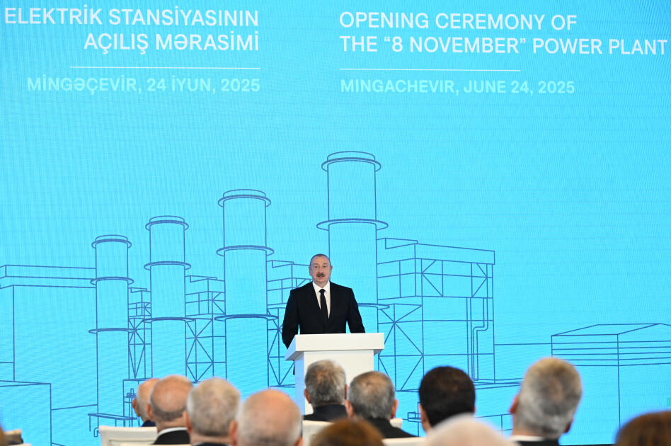Prezident İlham Əliyev Mingəçevirdə “8 Noyabr” Elektrik Stansiyasının açılış mərasimində iştirak edib