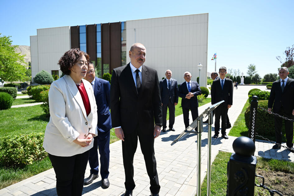 Президент Ильхам Алиев посмотрел участок, куда упала ракета, выпущенная Арменией по ТЭС "Азербайджан" во время Отечественной войны