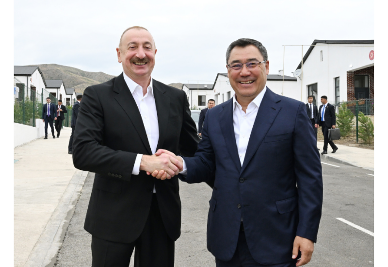 Президент Ильхам Алиев и Президент Садыр Жапаров приняли участие в открытии 1-го этапа села Хыдырлы Агдамского района