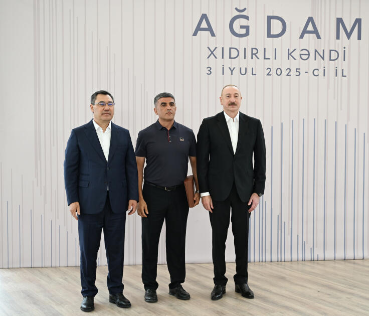 Prezident İlham Əliyev və Prezident Sadır Japarov Ağdam rayonunun Xıdırlı kəndinin 1-ci mərhələsinin açılışında iştirak ediblər