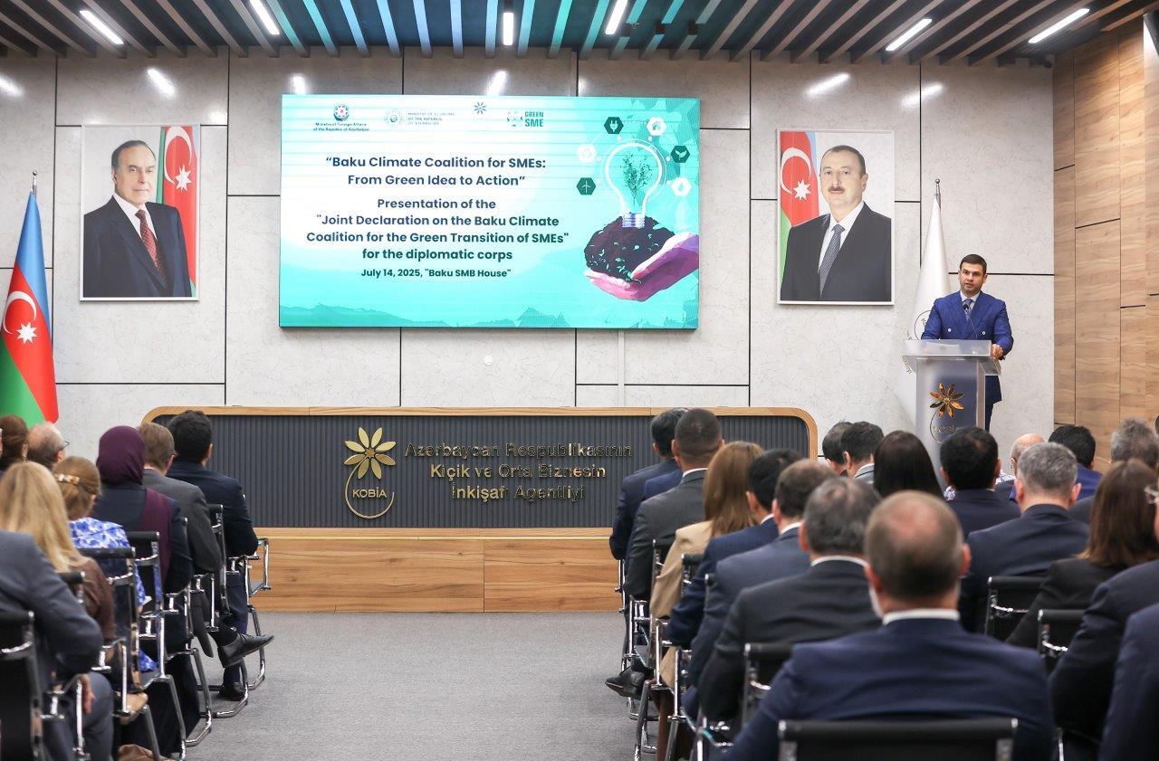 Azərbaycandakı diplomatik korpusun nümayəndələri üçün “KOB-ların yaşıl keçidi üçün Bakı İqlim Koalisiyası üzrə Birgə Bəyannamə”yə dair təqdimat keçirilib