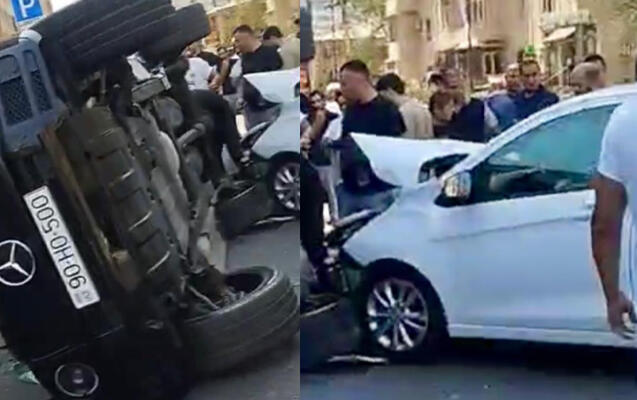 V Bakuju trčenje in prevračanje vozil, poškodbe pri nesreči
