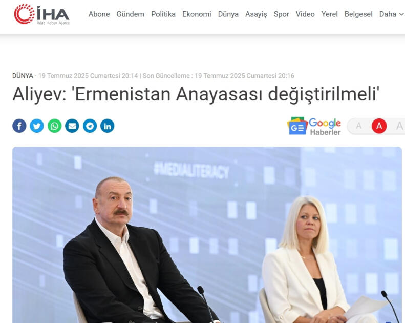 Турецкие СМИ широко осветили выступление Президента Ильхама Алиева на III Шушинском Глобальном медиафоруме