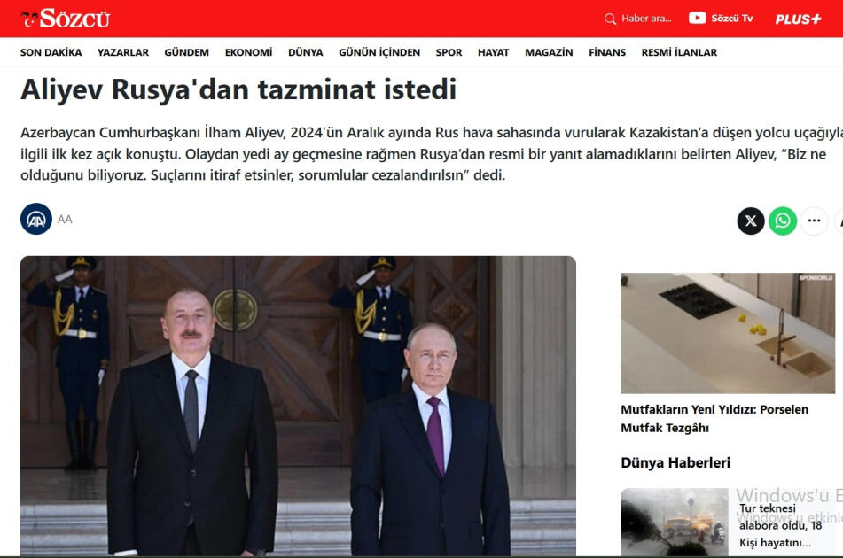 Турецкие СМИ широко осветили выступление Президента Ильхама Алиева на III Шушинском Глобальном медиафоруме