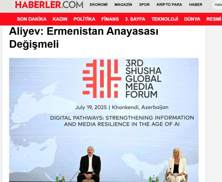 Турецкие СМИ широко осветили выступление Президента Ильхама Алиева на III Шушинском Глобальном медиафоруме