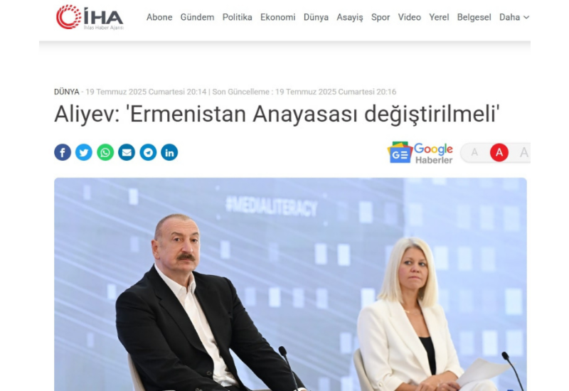Турецкие СМИ широко осветили выступление Президента Ильхама Алиева на III Шушинском Глобальном медиафоруме