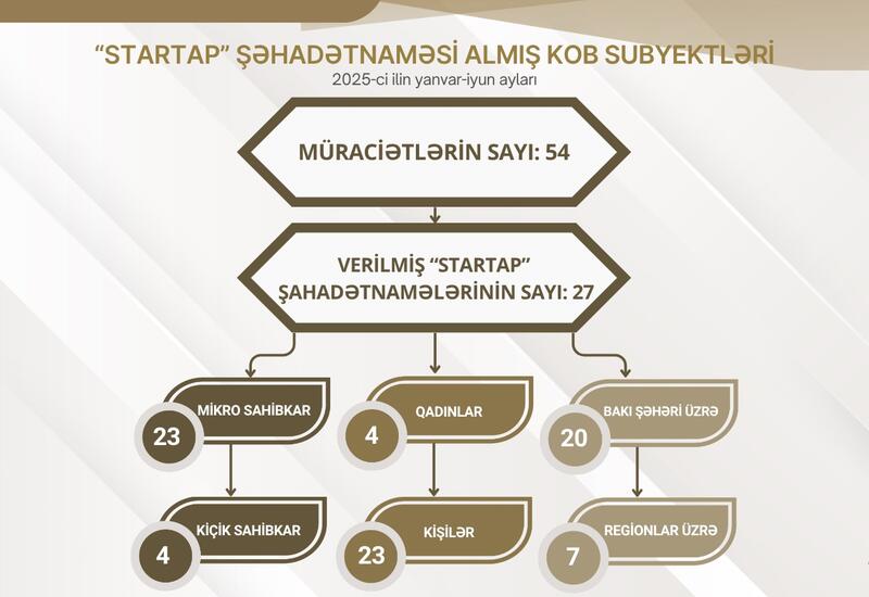 2025-ci ildə “Startap” şəhadətnaməsi almış KOB subyektlərinin əksəriyyəti mikro sahibkarlardır