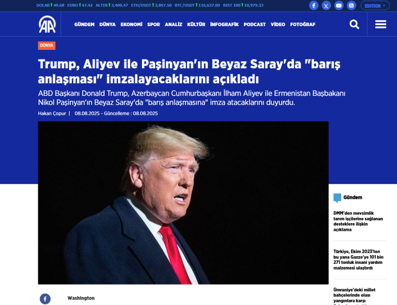 Azərbaycan Prezidenti İlham Əliyevin Ermənistanın baş naziri ilə Vaşinqtonda keçirəcəyi görüş dünyanın ən nüfuzlu mediasında