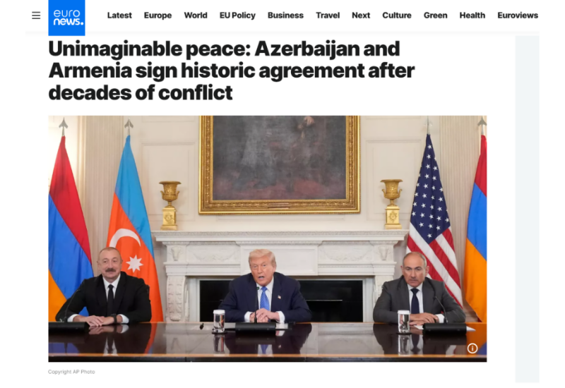 Встреча Президента Ильхама Алиева, Дональда Трампа и Никола Пашиняна в центре внимания глобальных СМИ