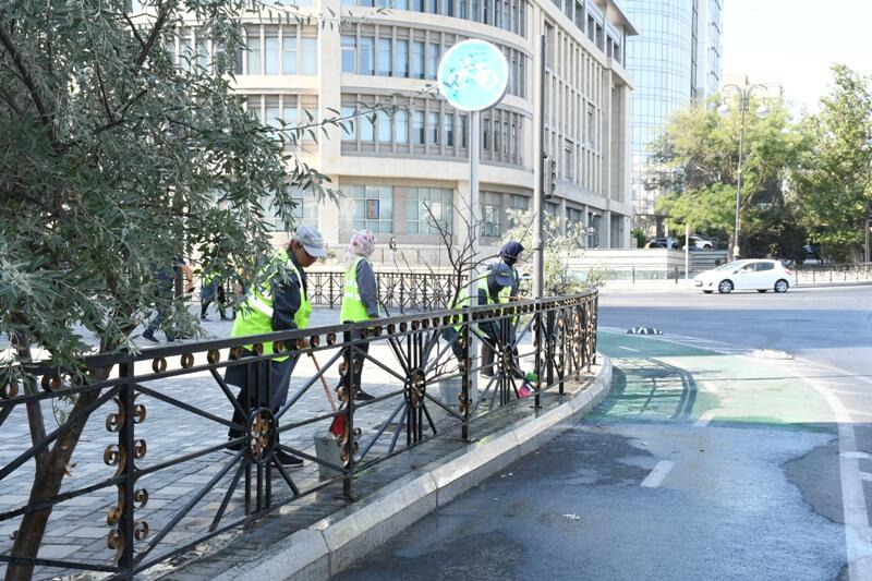 Paytaxtın küçələri yenidən yuyulub, yaşıllıqlara qulluq göstərilib