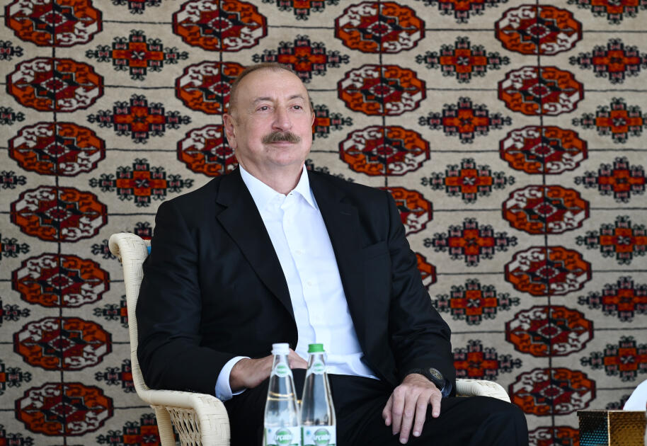 Президенту Ильхаму Алиеву преподнесен в дар ахалтекинский скакун