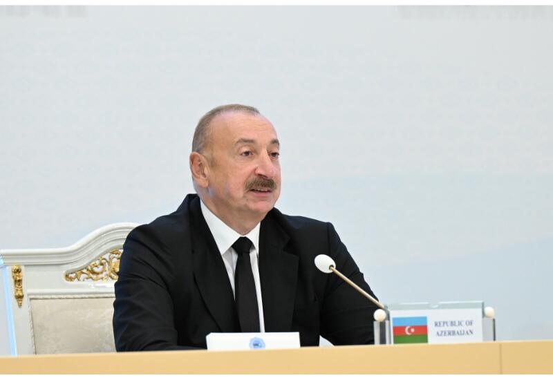 Президент Ильхам Алиев: В Физули в качестве дара Туркменистана будет построена мечеть