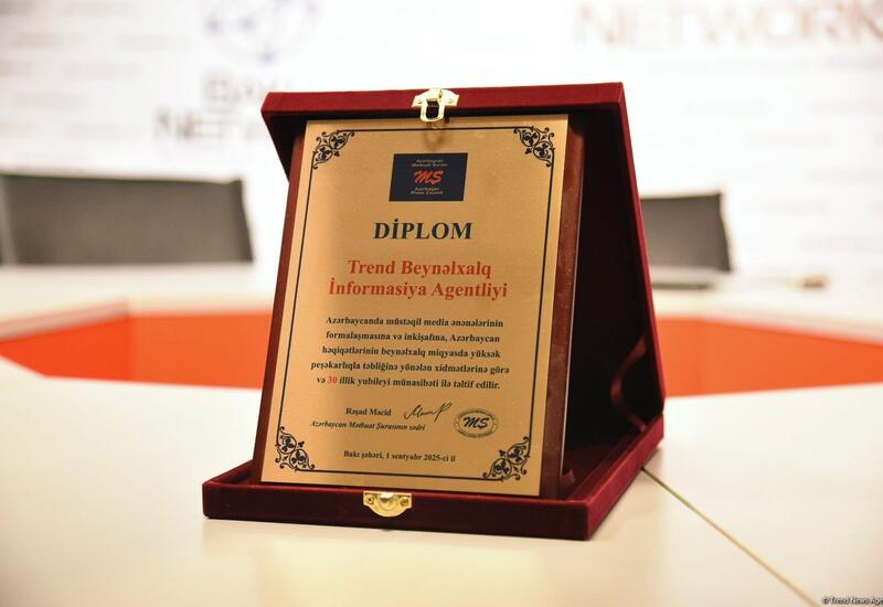 Trend İnformasiya Agentliyi Mətbuat Şurasının diplomu ilə təltif edilib