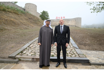 Президенты Азербайджана и Объединенных Арабских Эмиратов сфотографировались на фоне Шушинской крепости - ФОТО - ВИДЕО