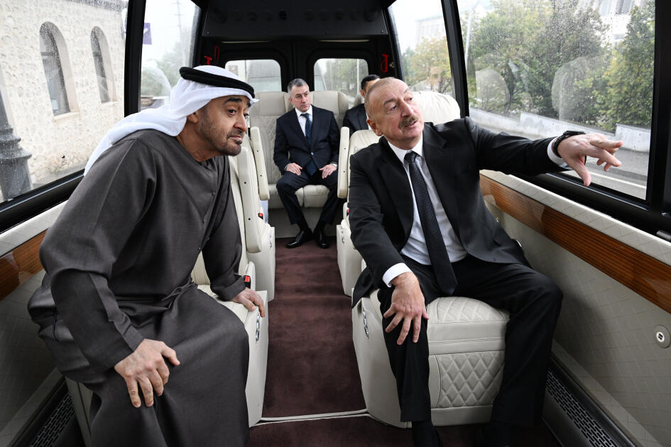 Prezident İlham Əliyev və Prezident Şeyx Məhəmməd bin Zayed Al Nəhyan Yeni Şuşa məscidində tikinti işlərinin gedişi ilə tanış olublar