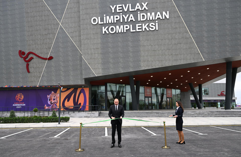 Prezident İlham Əliyev Yevlax Olimpiya İdman Kompleksinin açılışında iştirak edib