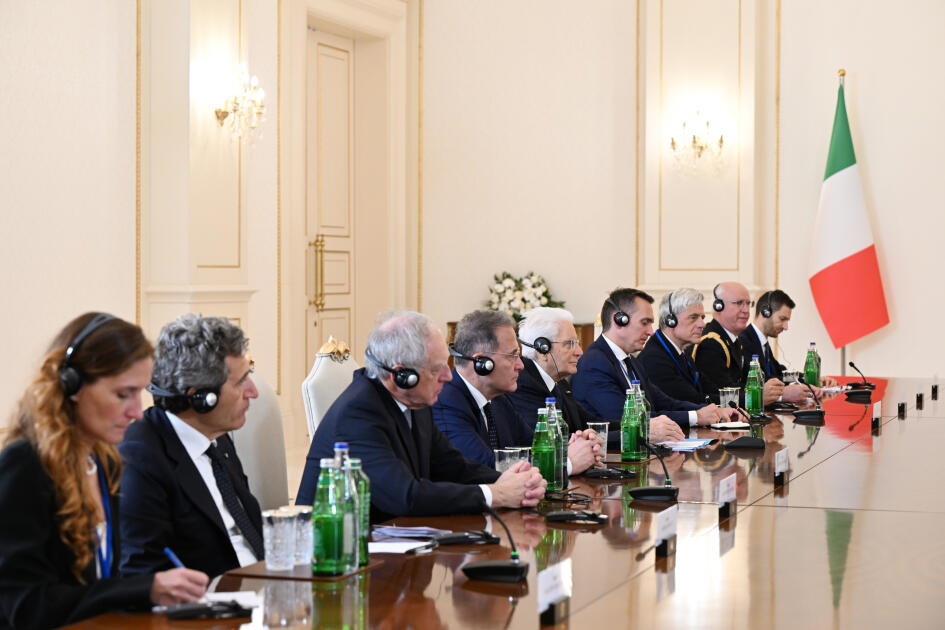 Состоялась встреча Президента Ильхама Алиева и Президента Серджо Маттареллы в расширенном составе