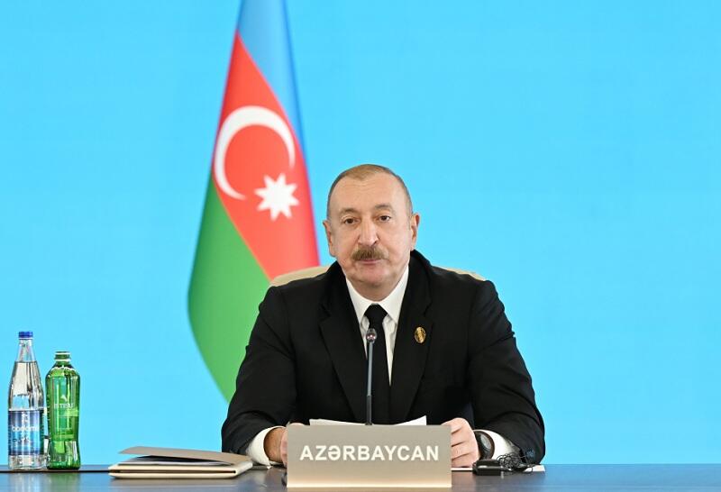 Prezident İlham Əliyev Türk Dövlətləri Təşkilatının Dövlət Başçıları Şurasının 12-ci Zirvə Görüşündə çıxış edib