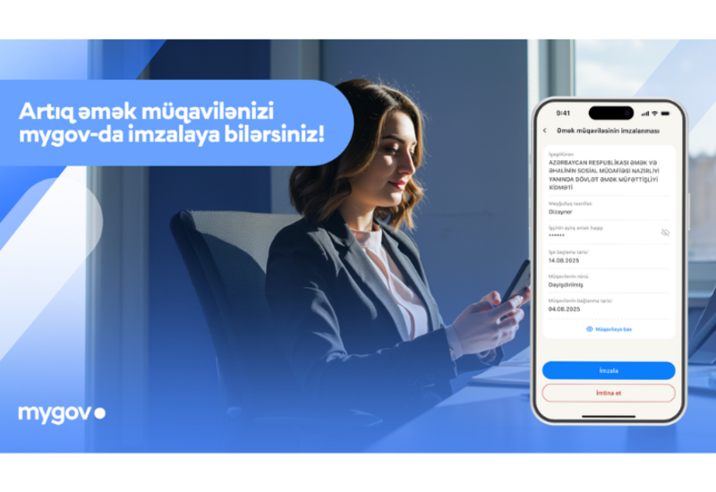 Vətəndaşlar əmək müqavilələrini artıq “mygov” platformasında imzalaya biləcəklər
