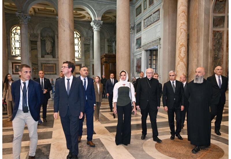 Birinci vitse-prezident Mehriban Əliyeva Vatikanda Müqəddəs Pavel Bazilikasında həyata keçirilən bərpa işləri ilə tanış olub
