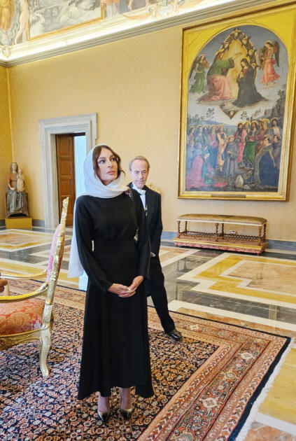 Birinci vitse-prezident Mehriban Əliyeva Roma Papası XIV Leo ilə görüşüb