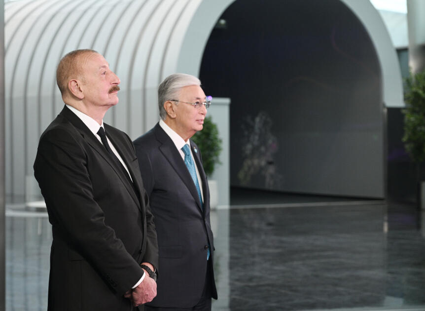Prezident İlham Əliyev və Prezident Kasım-Jomart Tokayev Astanada “Alem.ai” Beynəlxalq Süni İntellekt Mərkəzində olublar