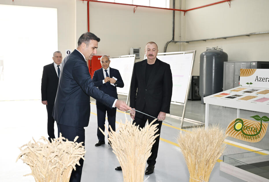 Prezidenti İlham Əliyev Sabirabad Sənaye Məhəlləsində toxum istehsalı müəssisəsinin fəaliyyəti ilə tanış olub