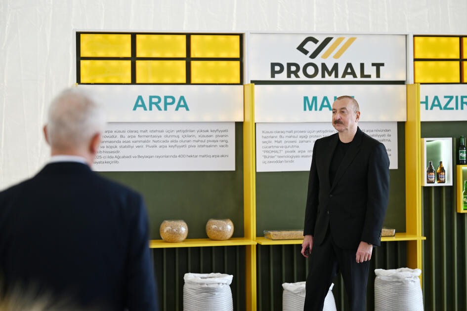 Prezident İlham Əliyev İmişlidə “Promalt” MMC-nin arpa emalı müəssisəsinin açılışında iştirak edib