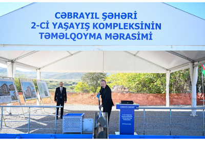 Президент Ильхам Алиев заложил фундамент второго и третьего жилых комплексов в городе Джебраил - ФОТО - ВИДЕО