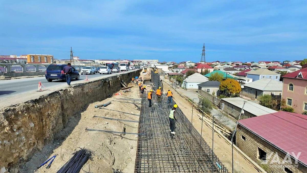 Как продвигаются строительные работы у нового моста в Сумгайыте?