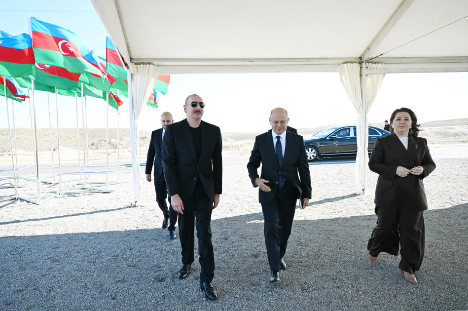 Президент Ильхам Алиев заложил фундамент солнечных электростанций «Шамс» и «Уфуг» в селе Шахвелли Джебраильского района