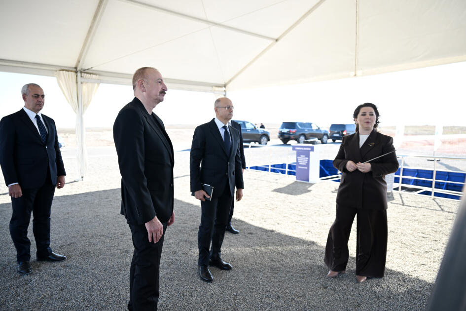 Президент Ильхам Алиев заложил фундамент солнечных электростанций «Шамс» и «Уфуг» в селе Шахвелли Джебраильского района