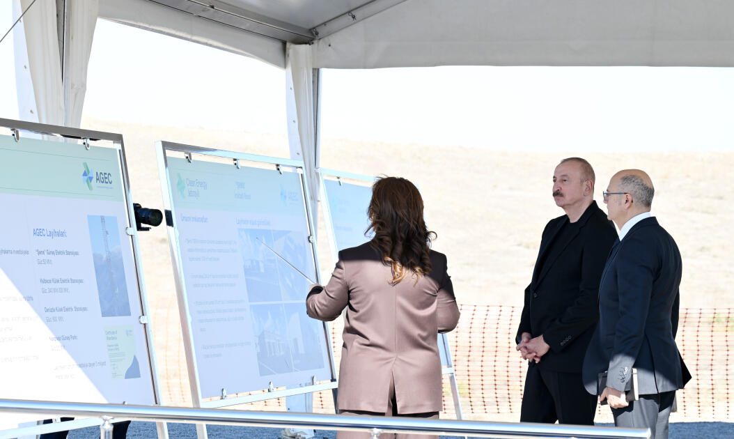 Президент Ильхам Алиев заложил фундамент солнечных электростанций «Шамс» и «Уфуг» в селе Шахвелли Джебраильского района