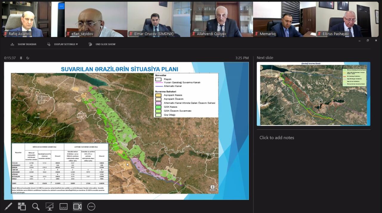 Названа примерная дата завершения подготовки проектно-сметной документации по Карабахскому оросительному каналу