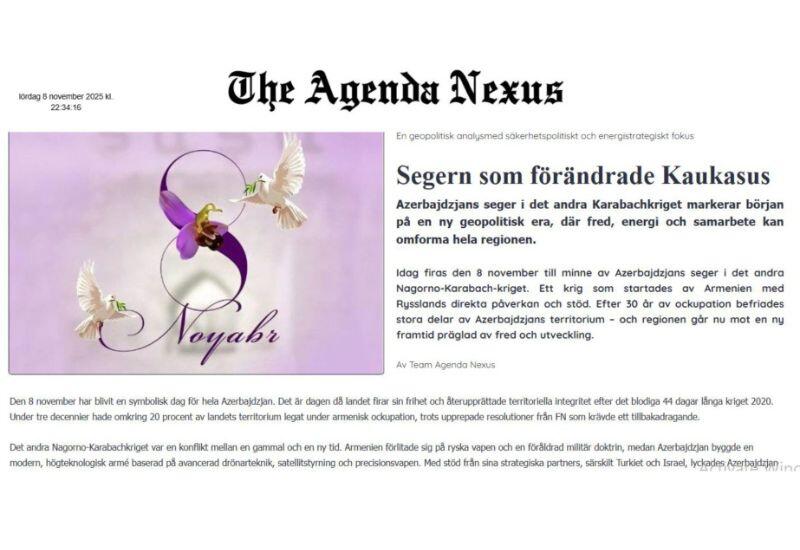 В шведском издании опубликована статья о победе Азербайджана и новом геополитическом порядке на Южном Кавказе