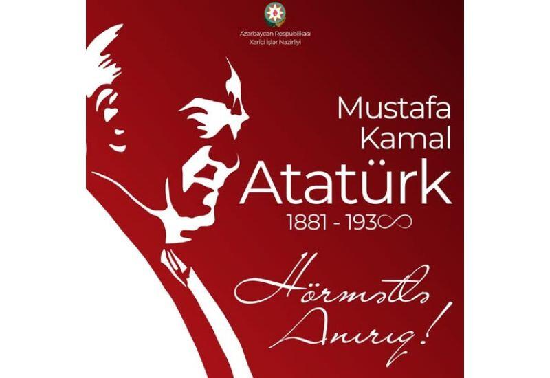 МИД Азербайджана поделился публикацией в связи с днем памяти Ататюрка