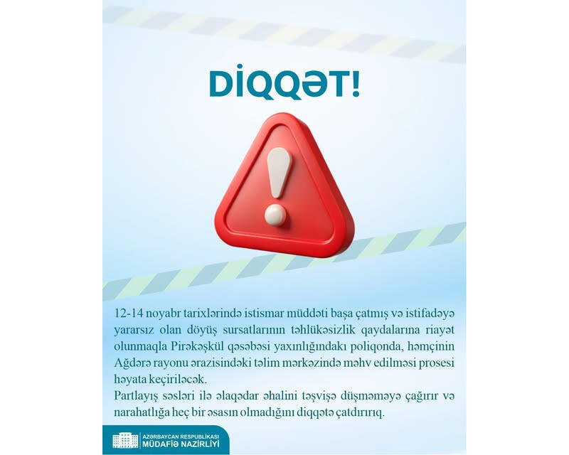 Azərbaycanın bu ərazilərində partlayış səsləri eşidiləcək