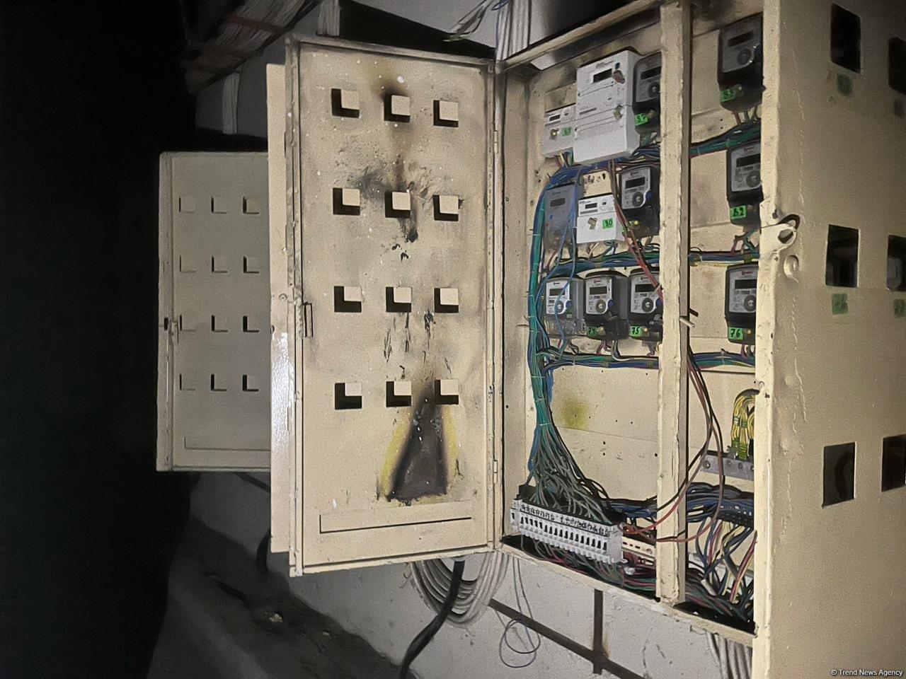 Yasamalda yanğın baş verən binanın elektrik şaxtasından