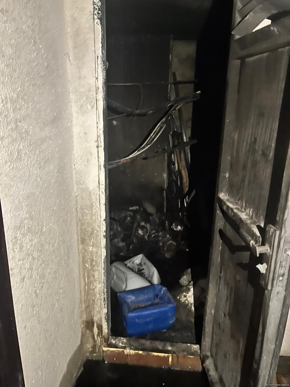 Yasamalda yanğın baş verən binanın elektrik şaxtasından