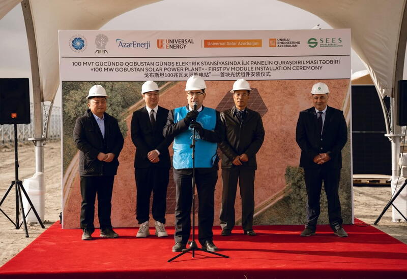 “Qobustan” Günəş Elektrik Stansiyasının inşası çərçivəsində ilk panel quraşdırılıb