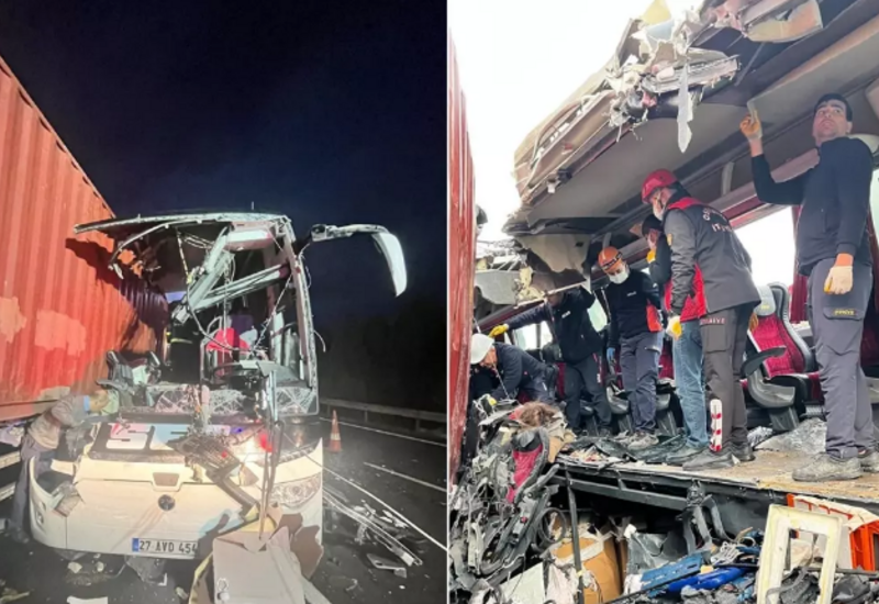 Türkiyədə avtobus TIR-a çırpıldı