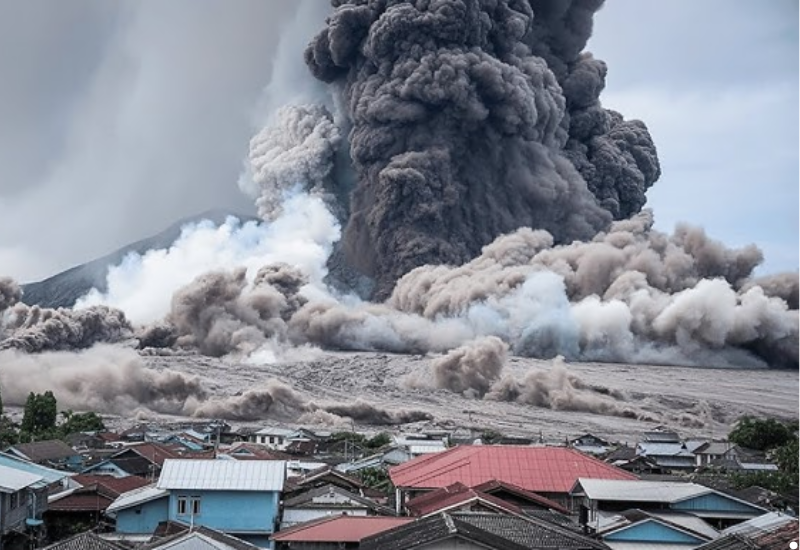 Вулканическая грязь угрожает жителям острова в Индонезии