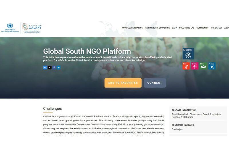 UNOSSC Qlobal Cənub QHT Platforması barədə məlumatları rəsmi saytında yerləşdirib