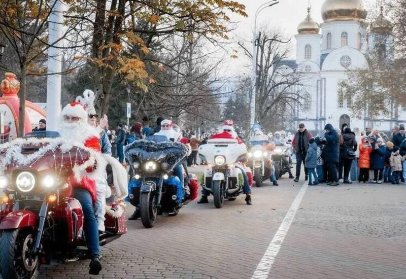Мотопробег Дедов Морозов прошел в Краснодаре