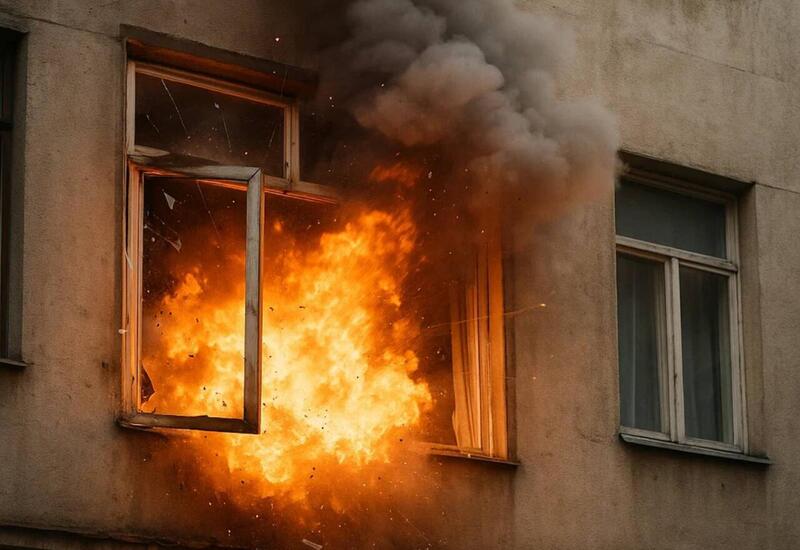 Пожар в жилом доме в Баку