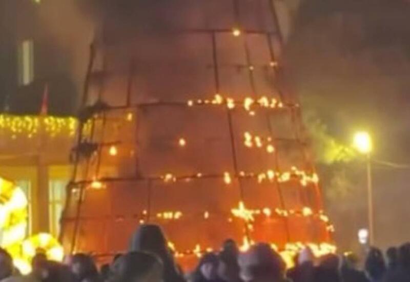 В Грузии сгорела главная новогодняя елка