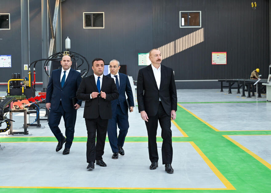 Prezident İlham Əliyev Ağdamda metal elektrik dirəklərinin istehsalı müəssisəsinin açılışında iştirak edib