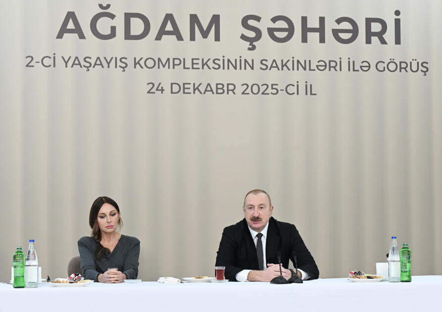 Prezident İlham Əliyev və Birinci xanım Mehriban Əliyeva Ağdamda 2-ci yaşayış kompleksinin açılışında iştirak edib və sakinlərlə görüşüblər