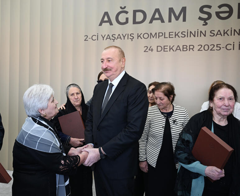 Prezident İlham Əliyev və Birinci xanım Mehriban Əliyeva Ağdamda 2-ci yaşayış kompleksinin açılışında iştirak edib və sakinlərlə görüşüblər