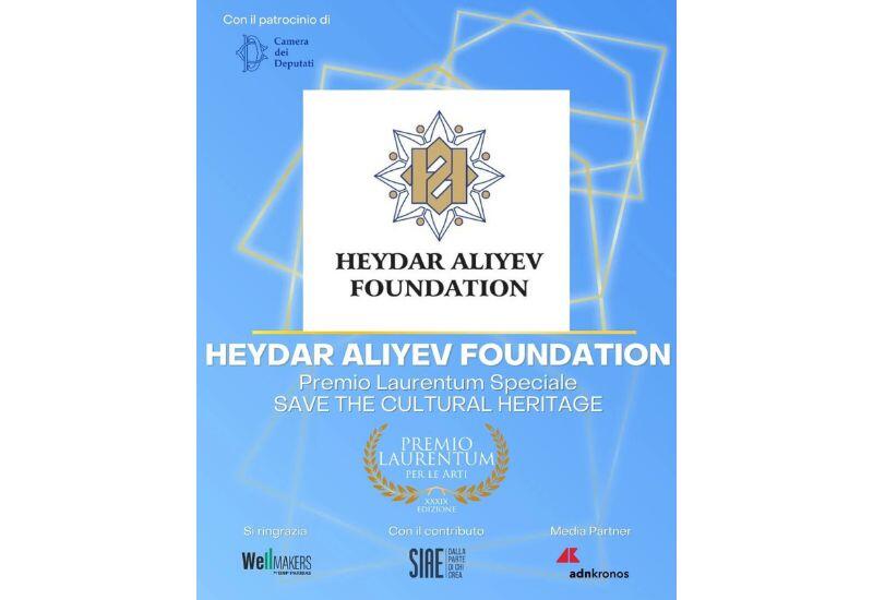 Heydər Əliyev Fondu İtaliyanın Laurentum mükafatı ilə təltif olunub